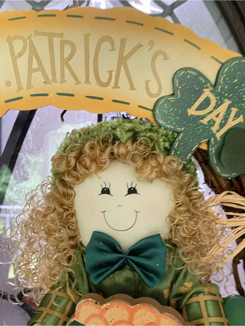 St. Patrick's Day Plush Leprechaun Grapevine Wreath Decoration